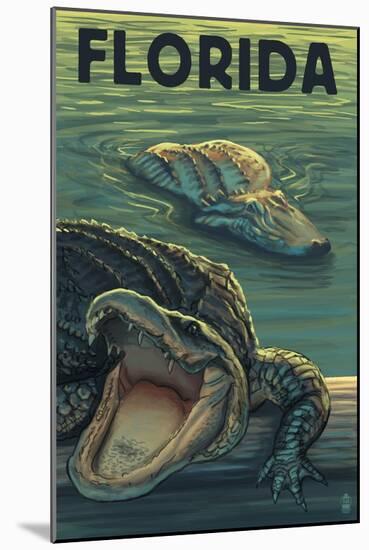 Florida - Alligators-Lantern Press-Mounted Art Print