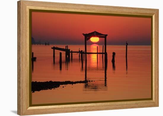 Florida, Apalachicola, Old Boat House at Sunrise on Apalachicola Bay-Joanne Wells-Framed Premier Image Canvas