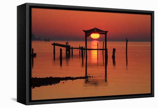 Florida, Apalachicola, Old Boat House at Sunrise on Apalachicola Bay-Joanne Wells-Framed Premier Image Canvas