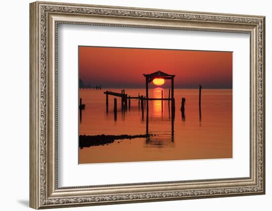 Florida, Apalachicola, Old Boat House at Sunrise on Apalachicola Bay-Joanne Wells-Framed Photographic Print