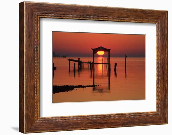 Florida, Apalachicola, Old Boat House at Sunrise on Apalachicola Bay-Joanne Wells-Framed Photographic Print