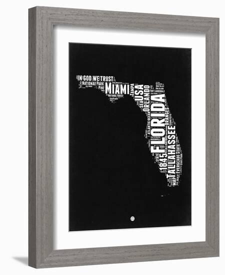 Florida Black and White Map-NaxArt-Framed Art Print