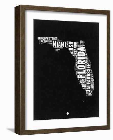 Florida Black and White Map-NaxArt-Framed Art Print