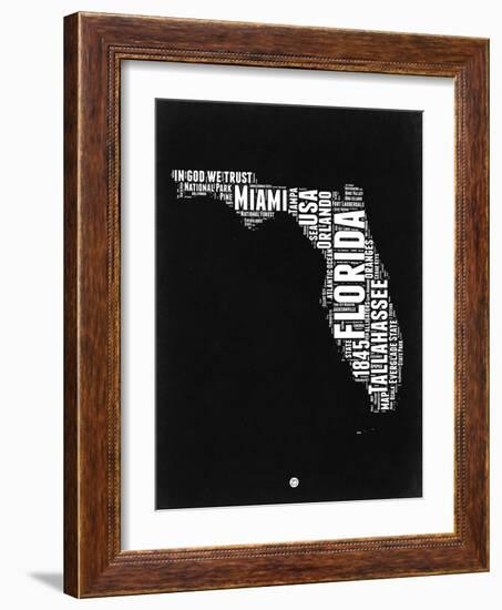 Florida Black and White Map-NaxArt-Framed Art Print