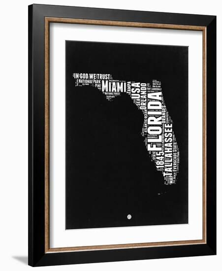 Florida Black and White Map-NaxArt-Framed Art Print