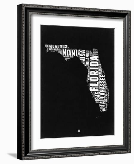 Florida Black and White Map-NaxArt-Framed Art Print