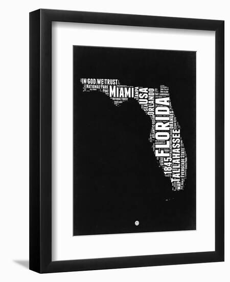 Florida Black and White Map-NaxArt-Framed Premium Giclee Print