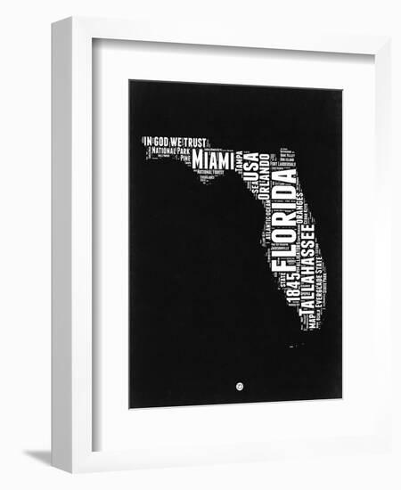 Florida Black and White Map-NaxArt-Framed Premium Giclee Print