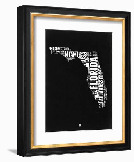 Florida Black and White Map-NaxArt-Framed Premium Giclee Print