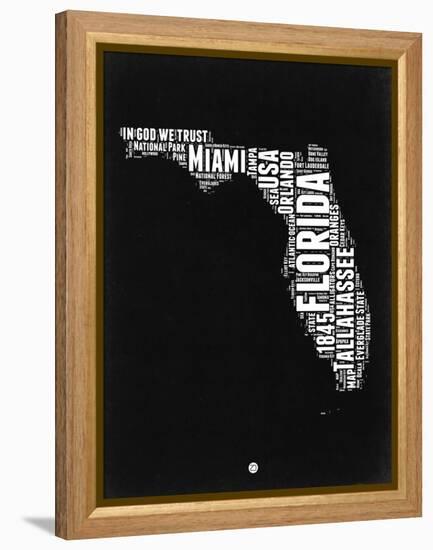 Florida Black and White Map-NaxArt-Framed Stretched Canvas