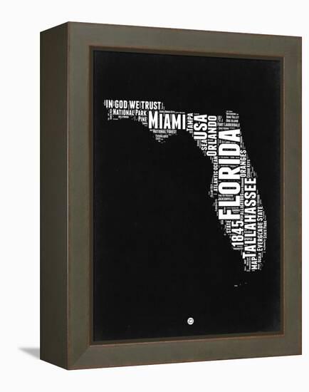 Florida Black and White Map-NaxArt-Framed Stretched Canvas