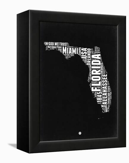 Florida Black and White Map-NaxArt-Framed Stretched Canvas