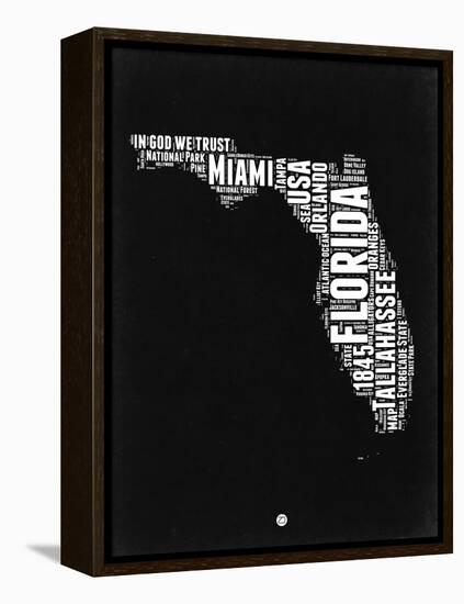 Florida Black and White Map-NaxArt-Framed Stretched Canvas