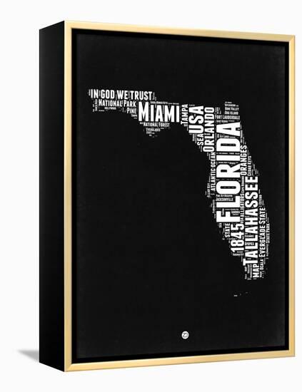 Florida Black and White Map-NaxArt-Framed Stretched Canvas