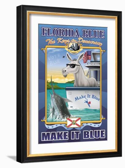 Florida Blue, The Keys to Democracy-Richard Kelly-Framed Art Print