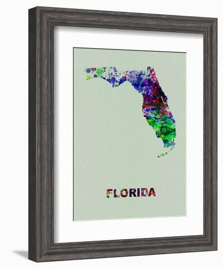 Florida Color Splatter Map-NaxArt-Framed Art Print