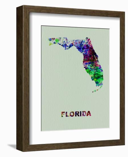 Florida Color Splatter Map-NaxArt-Framed Art Print