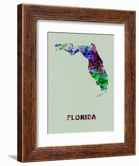 Florida Color Splatter Map-NaxArt-Framed Art Print