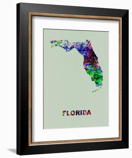 Florida Color Splatter Map-NaxArt-Framed Art Print