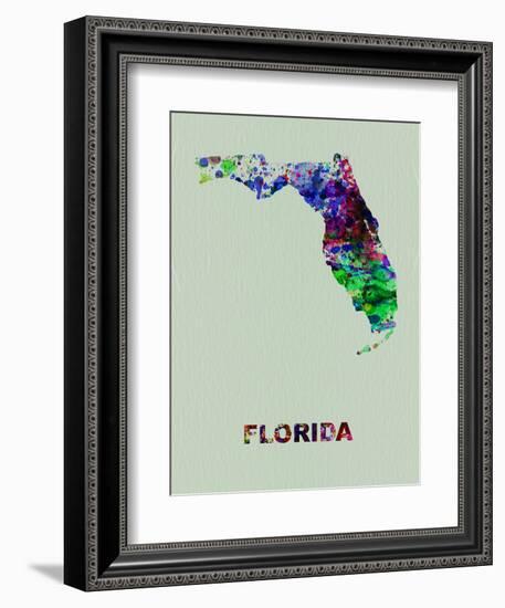 Florida Color Splatter Map-NaxArt-Framed Art Print