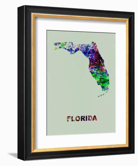 Florida Color Splatter Map-NaxArt-Framed Art Print