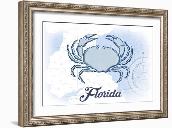 Florida - Crab - Blue - Coastal Icon-Lantern Press-Framed Art Print