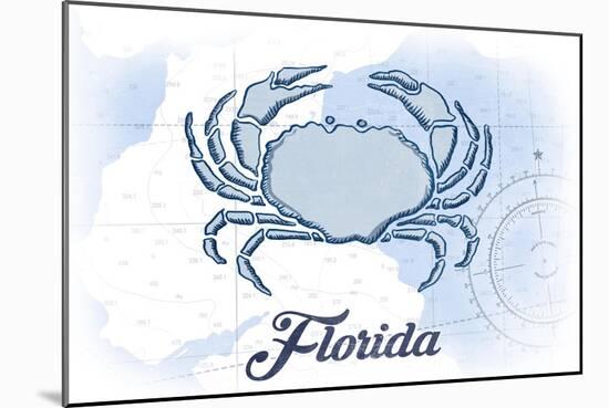 Florida - Crab - Blue - Coastal Icon-Lantern Press-Mounted Art Print