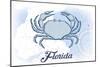Florida - Crab - Blue - Coastal Icon-Lantern Press-Mounted Art Print