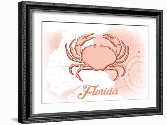 Florida - Crab - Coral - Coastal Icon-Lantern Press-Framed Art Print