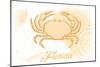 Florida - Crab - Yellow - Coastal Icon-Lantern Press-Mounted Art Print