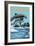 Florida - Dolphins Jumping-Lantern Press-Framed Art Print