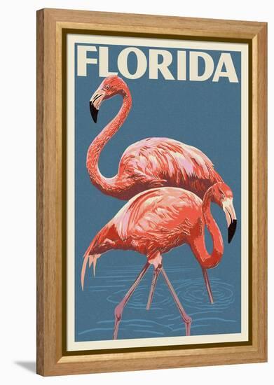 Florida - Flamingo-Lantern Press-Framed Stretched Canvas