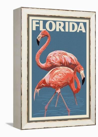 Florida - Flamingo-Lantern Press-Framed Stretched Canvas