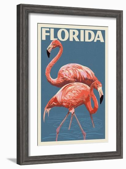 Florida - Flamingo-Lantern Press-Framed Art Print