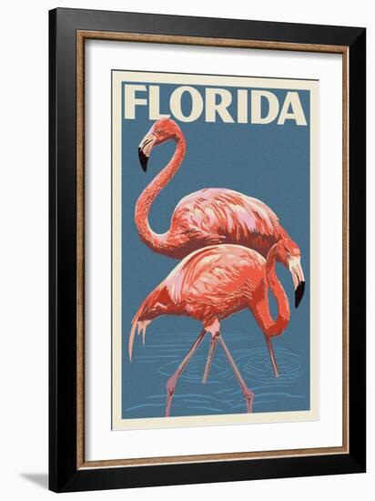 Florida - Flamingo-Lantern Press-Framed Art Print