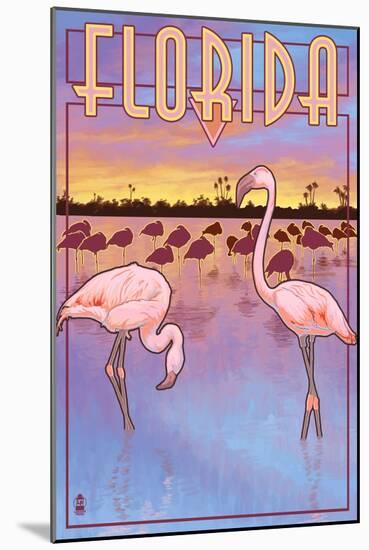 Florida, Flamingos Scene-Lantern Press-Mounted Art Print