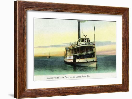 Florida - Fred'k De Bary Steamer on St. John's River-Lantern Press-Framed Art Print