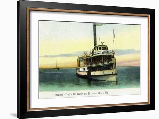 Florida - Fred'k De Bary Steamer on St. John's River-Lantern Press-Framed Art Print