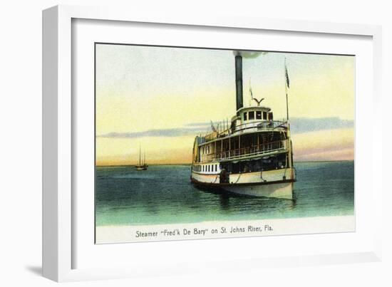 Florida - Fred'k De Bary Steamer on St. John's River-Lantern Press-Framed Art Print