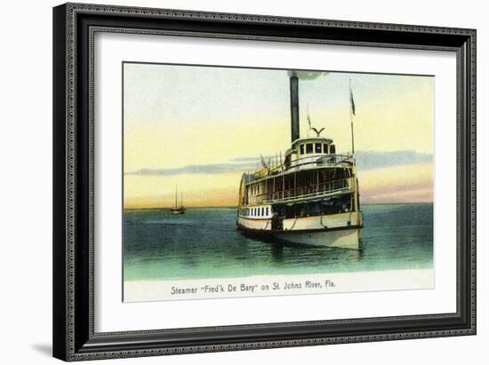 Florida - Fred'k De Bary Steamer on St. John's River-Lantern Press-Framed Art Print