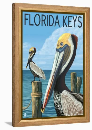Florida Keys, Florida - Brown Pelican-Lantern Press-Framed Stretched Canvas