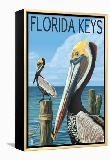 Florida Keys, Florida - Brown Pelican-Lantern Press-Framed Stretched Canvas