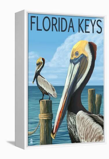 Florida Keys, Florida - Brown Pelican-Lantern Press-Framed Stretched Canvas