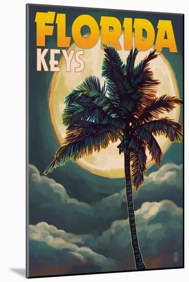 Florida Keys - Palms and Moon-Lantern Press-Mounted Art Print