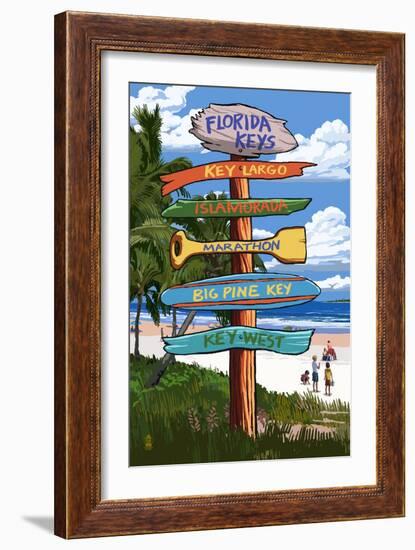 Florida Keys - Sign Destinations-Lantern Press-Framed Art Print