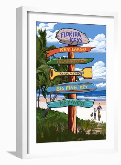 Florida Keys - Sign Destinations-Lantern Press-Framed Art Print