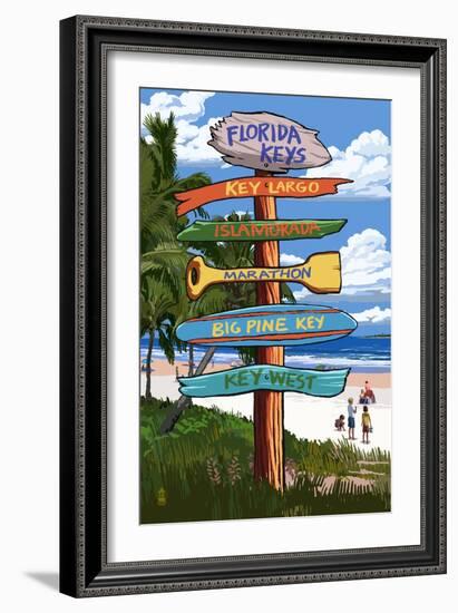 Florida Keys - Sign Destinations-Lantern Press-Framed Art Print