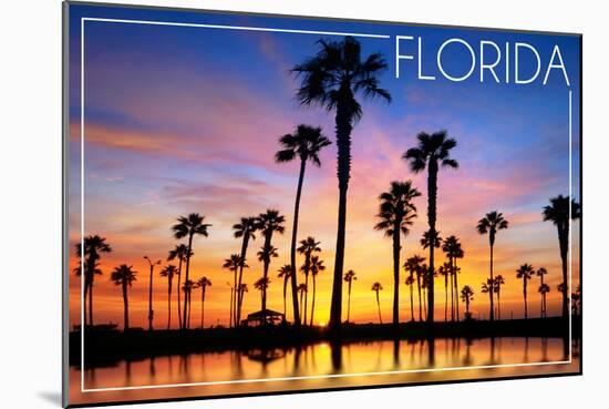 Florida - Lagoon and Sunset-Lantern Press-Mounted Art Print