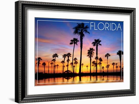 Florida - Lagoon and Sunset-Lantern Press-Framed Art Print