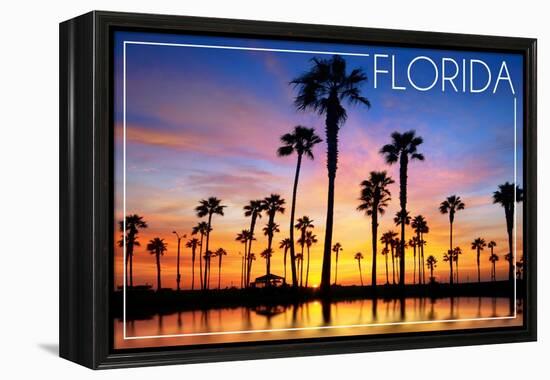 Florida - Lagoon and Sunset-Lantern Press-Framed Stretched Canvas